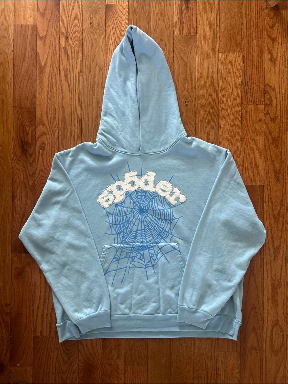 Sp5der Web Sky Blue Hoodie Size 2XL